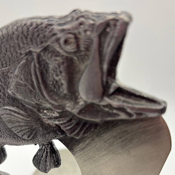 Single Bass Fish Pewter Bookend – Rustic Decor, Man Cave, Cabin Vibes - Picture 2 of 10